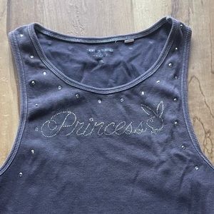 Playboy Princess Bedazzled Grey tank top